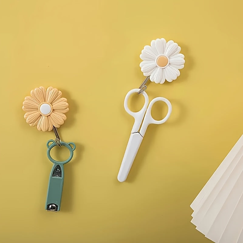 2-Pack\u002F1pc Flower Shaped Wall Hooks - Casual Style Plastic Robe & Towel Hooks - Easy Install, Heavy-Duty Adhesive Wall Mount Hooks for Kitchen, Bedroom - No Drill Needed