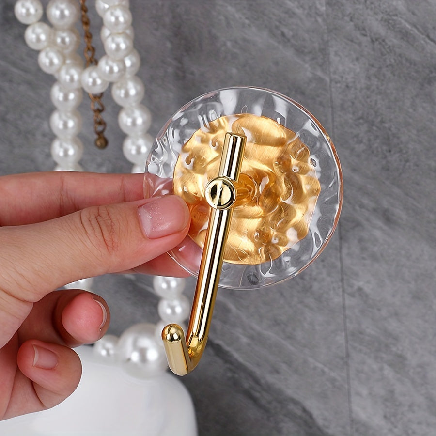4pcs Light Luxury Towel Hook, Acrylic Hanging Wall Hook, Non Punching Adhesive Hook, Suitable for Bathroom Bedroom Kitchen Living Room Hanging Storage (Golden\u002FSilvery)