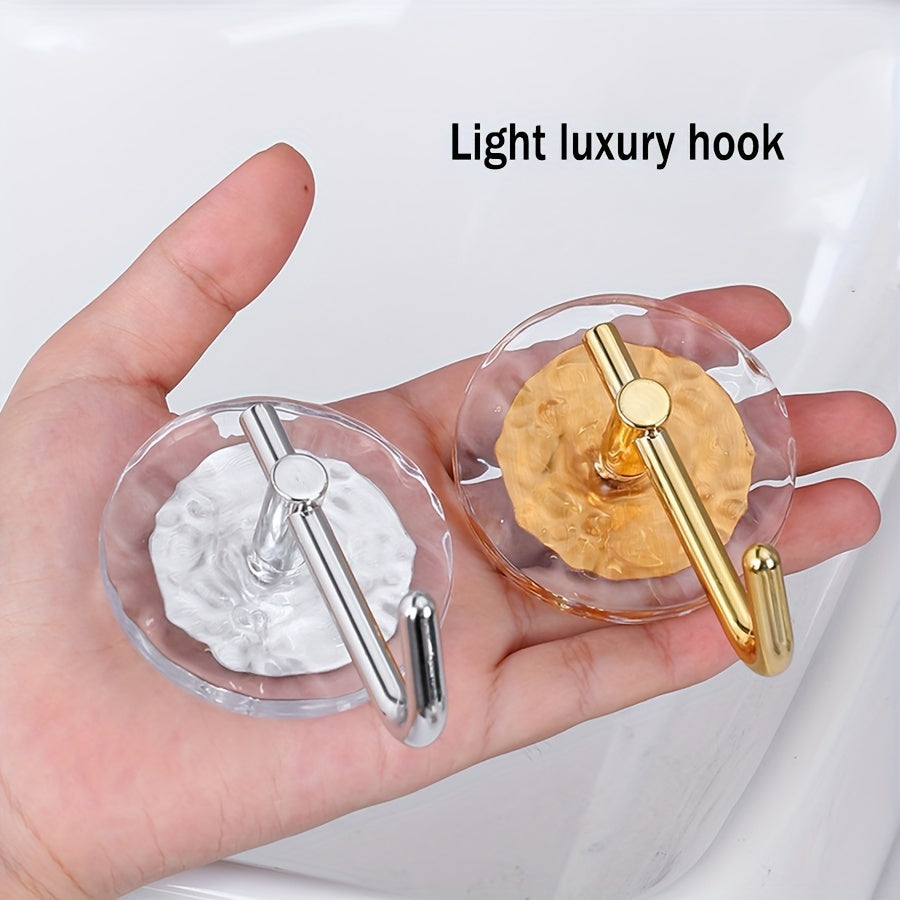 4pcs Light Luxury Towel Hook, Acrylic Hanging Wall Hook, Non Punching Adhesive Hook, Suitable for Bathroom Bedroom Kitchen Living Room Hanging Storage (Golden\u002FSilvery)