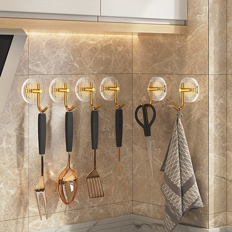 4pcs Light Luxury Towel Hook, Acrylic Hanging Wall Hook, Non Punching Adhesive Hook, Suitable for Bathroom Bedroom Kitchen Living Room Hanging Storage (Golden\u002FSilvery)