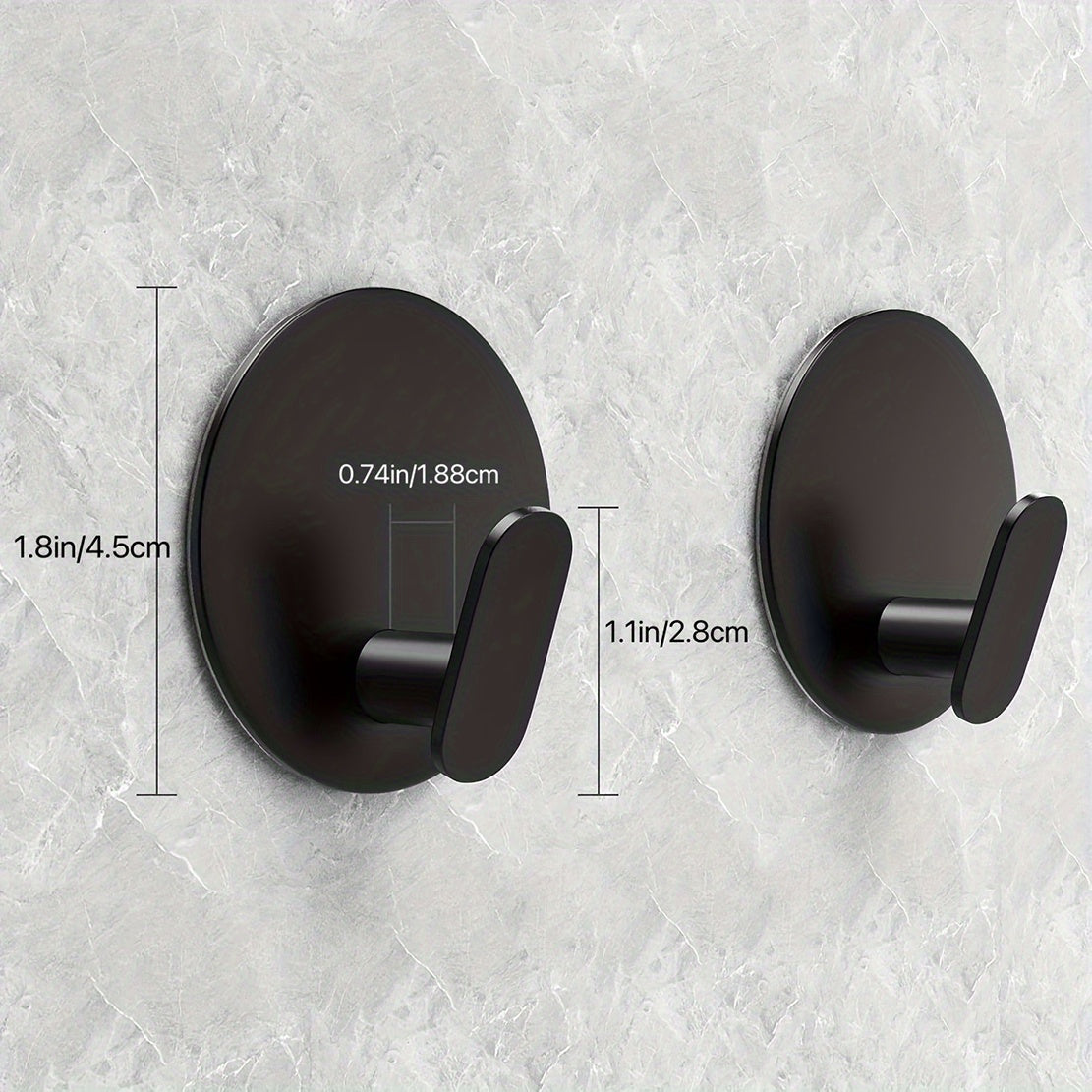 Modern Black Wall Hooks - Easy Install Adhesive Towel Hangers for Bathroom, Kitchen - Durable Robe, Clothes, Hat & Key Holders Bath\u002FBath Accessories