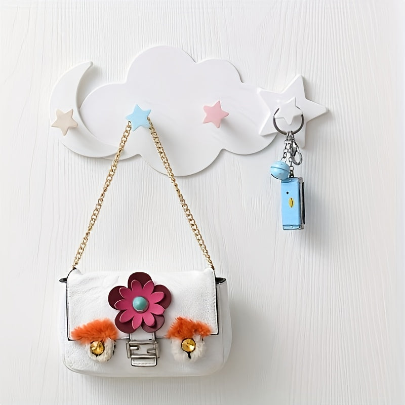 1pc PANLYNNER Plastic Cloud Wall Hook - Casual Style, Easy Install, No Trace Nail-Free, Strong Adhesive, Space-Saving, Reusable, Load-Bearing for Clothes, Hats, Accessories - Home & Kitchen Storage Organizer, Ideal for New Year'S & Valentine'S Day Gift