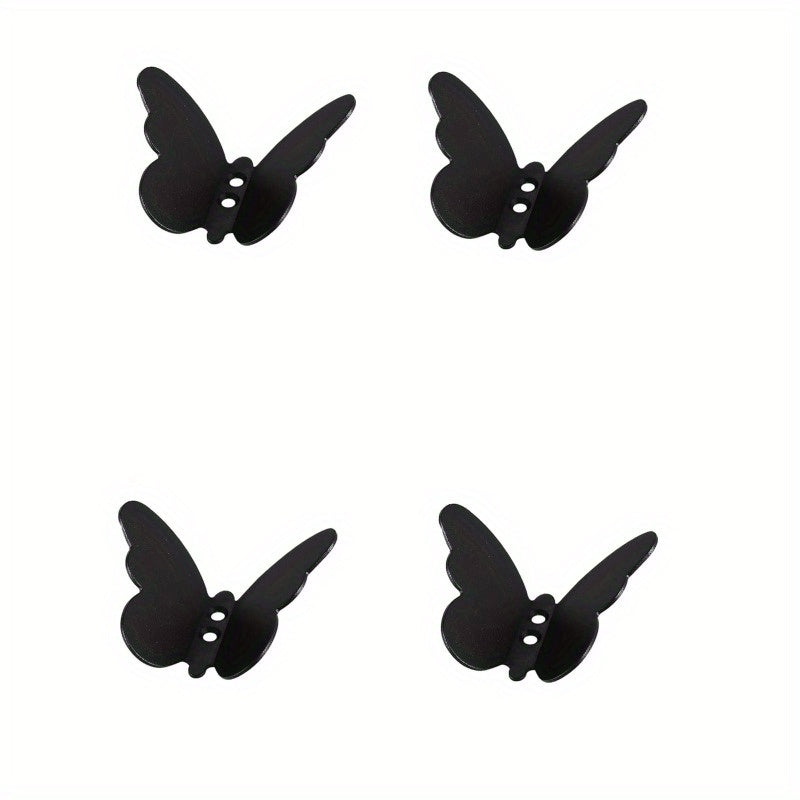 4 Pack Butterfly Decorative Metal Wall Hooks - Brushed Finish, Easy Install with 8 Screws, Durable Bathrobe Towel Storage Hooks for Entryway, Bedroom, Bathroom Organizer, Bathroom Hooks, Bedroom Organization, Butterflyshaped Hook, Sleek Hook Design