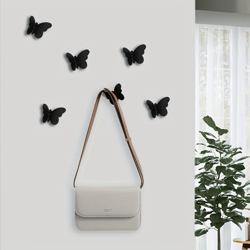 4 Pack Butterfly Decorative Metal Wall Hooks - Brushed Finish, Easy Install with 8 Screws, Durable Bathrobe Towel Storage Hooks for Entryway, Bedroom, Bathroom Organizer, Bathroom Hooks, Bedroom Organization, Butterflyshaped Hook, Sleek Hook Design