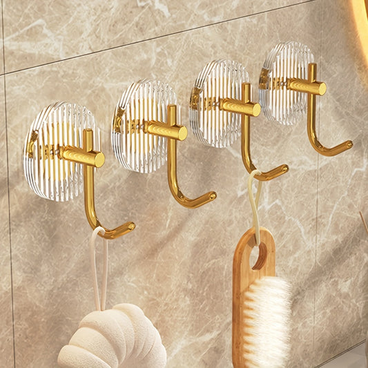 4pcs Light Luxury Towel Hook, Acrylic Hanging Wall Hook, Non Punching Adhesive Hook, Suitable for Bathroom Bedroom Kitchen Living Room Hanging Storage (Golden\u002FSilvery)
