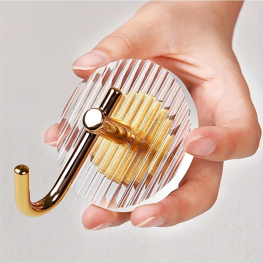 4pcs Light Luxury Towel Hook, Acrylic Hanging Wall Hook, Non Punching Adhesive Hook, Suitable for Bathroom Bedroom Kitchen Living Room Hanging Storage (Golden\u002FSilvery)