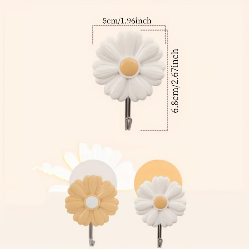 2-Pack\u002F1pc Flower Shaped Wall Hooks - Casual Style Plastic Robe & Towel Hooks - Easy Install, Heavy-Duty Adhesive Wall Mount Hooks for Kitchen, Bedroom - No Drill Needed