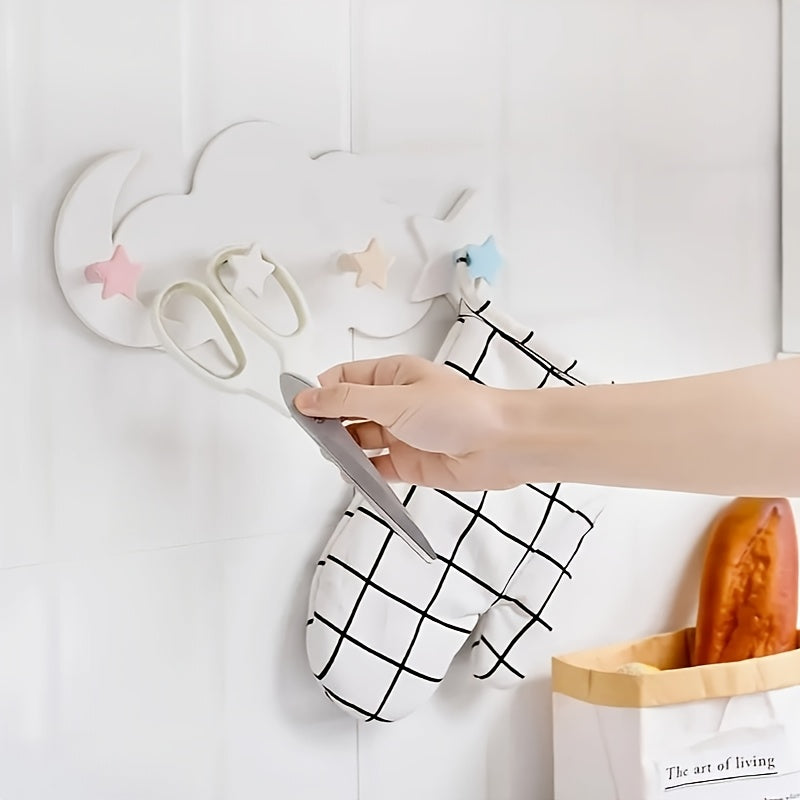 1pc PANLYNNER Plastic Cloud Wall Hook - Casual Style, Easy Install, No Trace Nail-Free, Strong Adhesive, Space-Saving, Reusable, Load-Bearing for Clothes, Hats, Accessories - Home & Kitchen Storage Organizer, Ideal for New Year'S & Valentine'S Day Gift