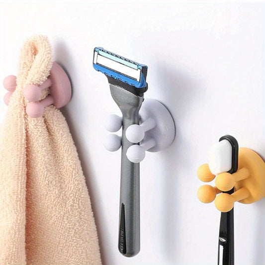Silicone toothbrush rack - 8pcs razor hook wall hanging for hanging towels keys plug cables, practical decor hook stick on dorm room door function for kitchen bathroom office (random color), Utility Hooks