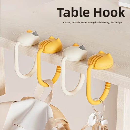 2pcs Portable Table Hooks, Easy to Install No Drilling Required, Heavy Duty Load Capacity, Casual Style Plastic Wall Hooks, Suitable for Backpacks, Dual Color, Compact and Portable Design, Utility Hooks