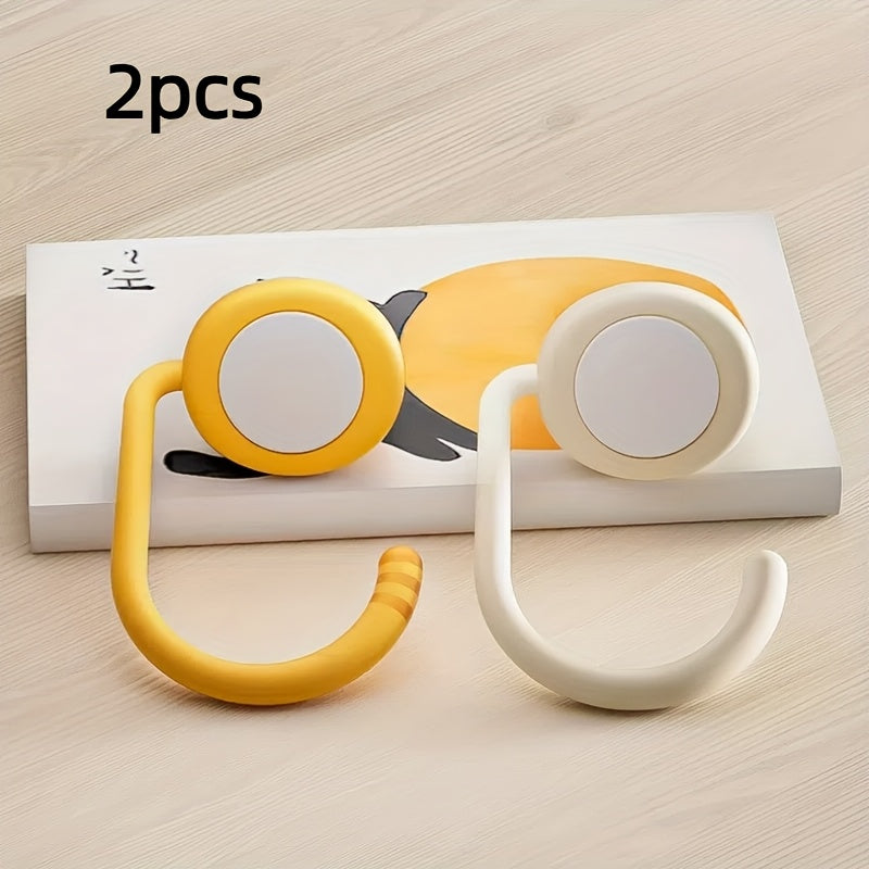 2pcs Portable Table Hooks, Easy to Install No Drilling Required, Heavy Duty Load Capacity, Casual Style Plastic Wall Hooks, Suitable for Backpacks, Dual Color, Compact and Portable Design, Utility Hooks