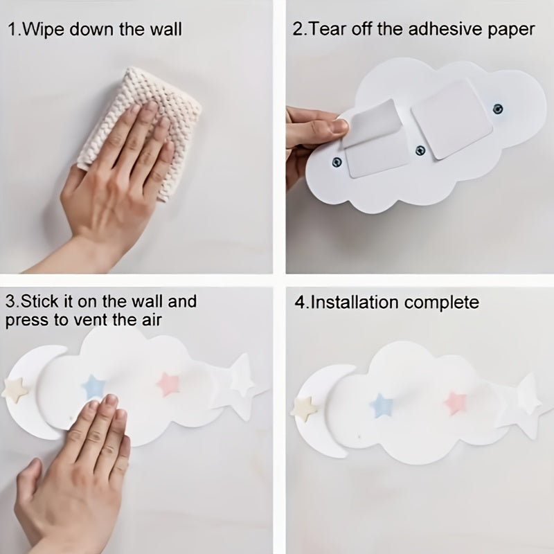 1pc PANLYNNER Plastic Cloud Wall Hook - Casual Style, Easy Install, No Trace Nail-Free, Strong Adhesive, Space-Saving, Reusable, Load-Bearing for Clothes, Hats, Accessories - Home & Kitchen Storage Organizer, Ideal for New Year'S & Valentine'S Day Gift
