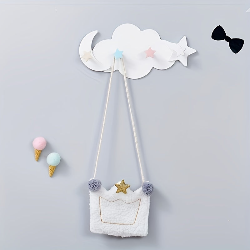 1pc PANLYNNER Plastic Cloud Wall Hook - Casual Style, Easy Install, No Trace Nail-Free, Strong Adhesive, Space-Saving, Reusable, Load-Bearing for Clothes, Hats, Accessories - Home & Kitchen Storage Organizer, Ideal for New Year'S & Valentine'S Day Gift