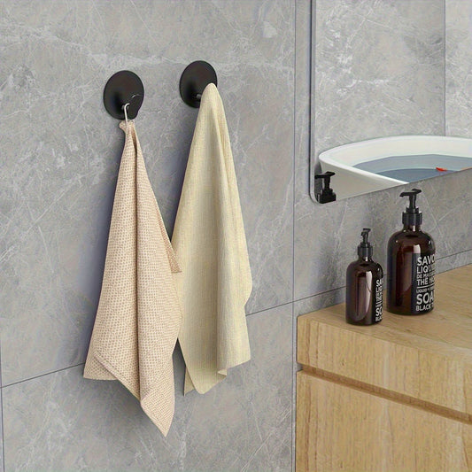 Modern Black Wall Hooks - Easy Install Adhesive Towel Hangers for Bathroom, Kitchen - Durable Robe, Clothes, Hat & Key Holders Bath\u002FBath Accessories
