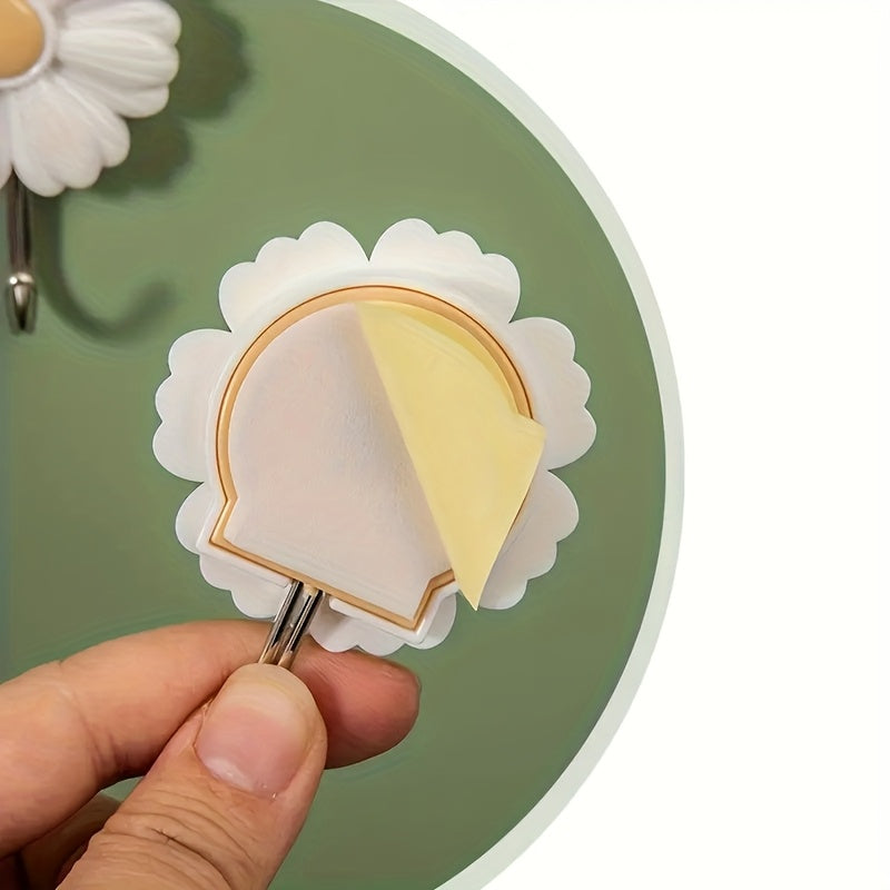 2-Pack\u002F1pc Flower Shaped Wall Hooks - Casual Style Plastic Robe & Towel Hooks - Easy Install, Heavy-Duty Adhesive Wall Mount Hooks for Kitchen, Bedroom - No Drill Needed